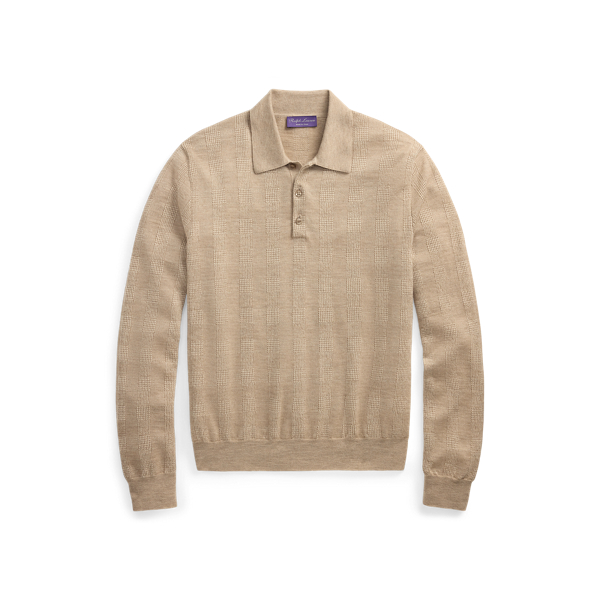 Glencheck-Kaschmirpullover mit Kragen