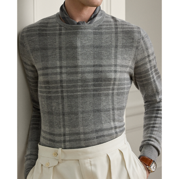 Plaid Cashmere Crewneck Jumper 