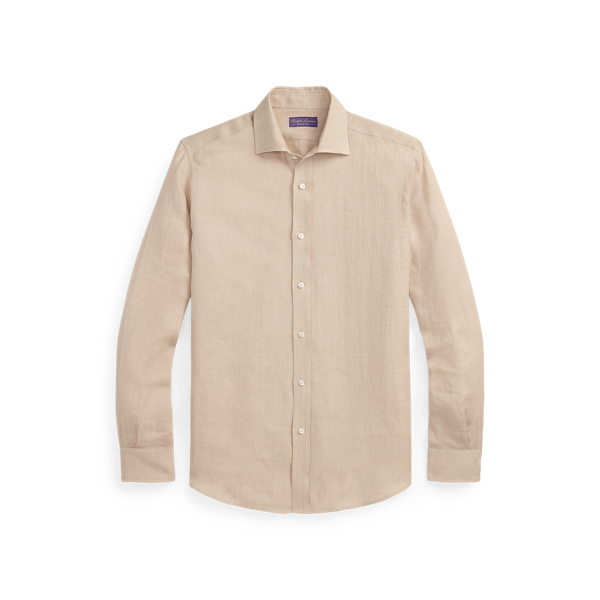 Chemise en lin tweedé Purple Label en Sable huître 2