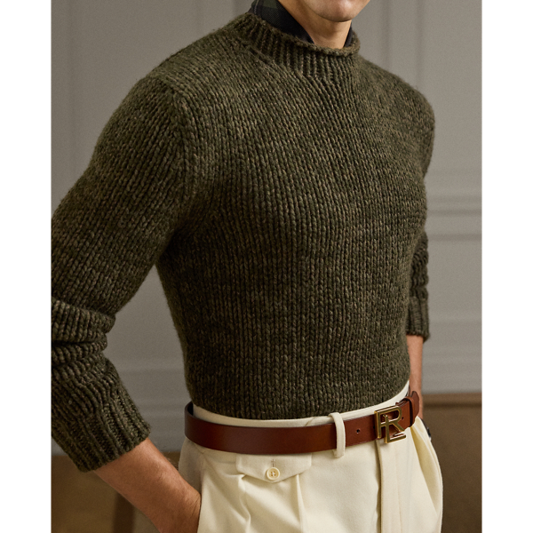 Kaschmirpullover mit gerolltem Kragen Purple Label in Olive Multi 6