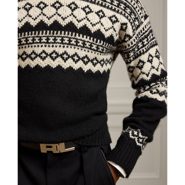 Pull col rond Fair Isle en cachemire