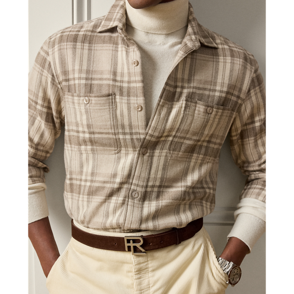 Plaid Wool-Silk-Cashmere Shirt