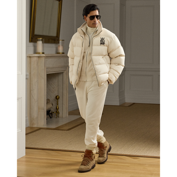 Antique Cream Emerson Quilted Down Jacket Purple Label 4