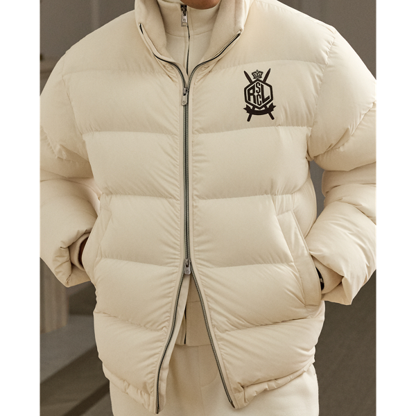 Antique Cream Emerson Quilted Down Jacket Purple Label 6