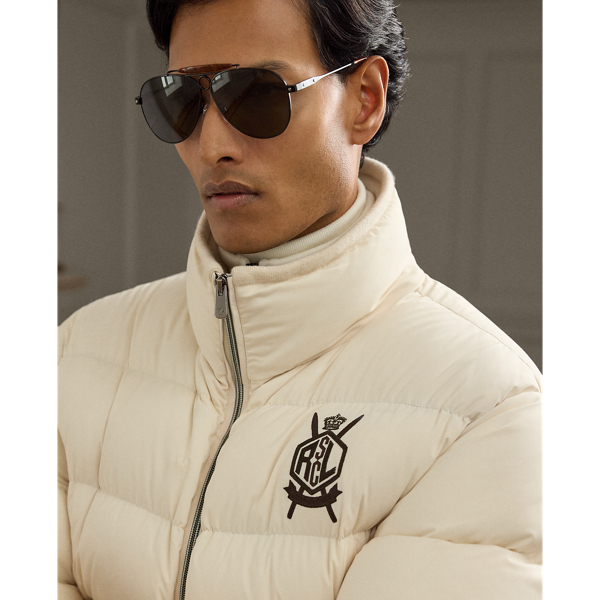 Antique Cream Emerson Quilted Down Jacket Purple Label 7