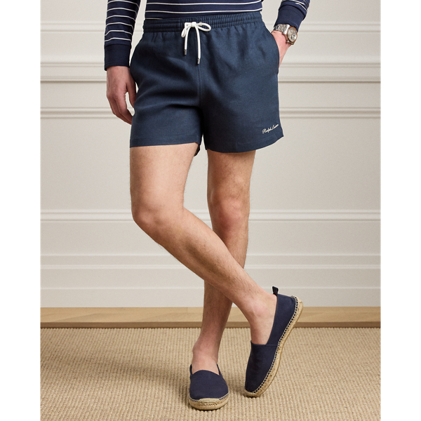 Classic Chairman Navy 11.5 cm Amalfi Linen Swimming Trunks Purple Label 4