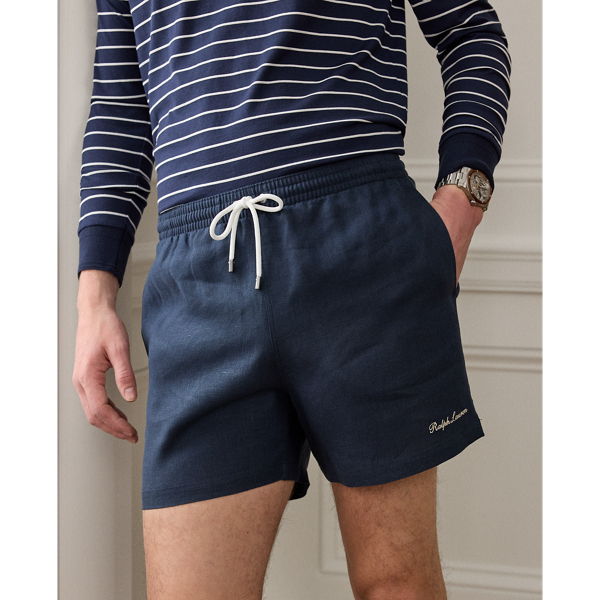 Classic Chairman Navy 11.5 cm Amalfi Linen Swimming Trunks Purple Label 6