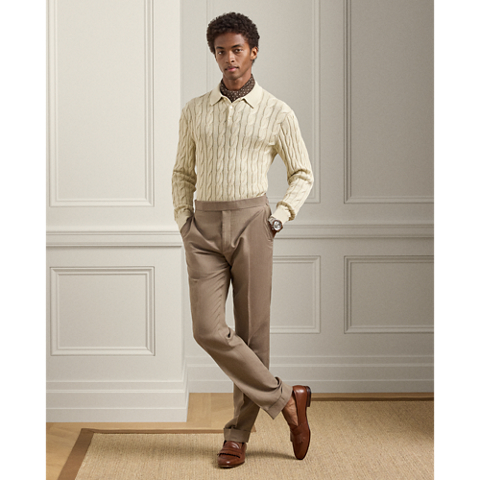 Мужские свитеры Ralph Lauren Cable-Knit Cotton-Silk Polo Sweater