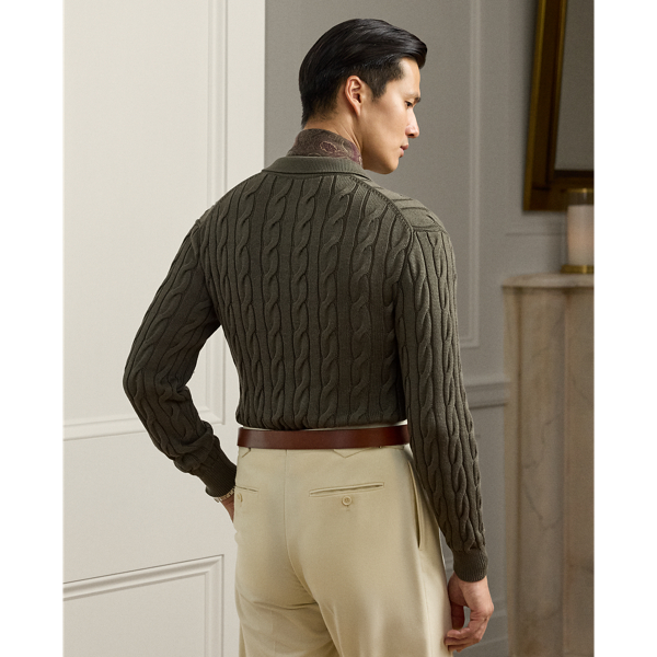 新品✨現行QR ラルフローレンコレクション シルク100% ケーブルニット L Polo Ralph Lauren ポロ ラルフローレン ケーブルニット シルク100