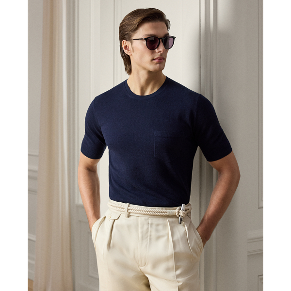 Kurzarmpullover aus einer Seidenmischung Purple Label in Klass. Vorstands-Navy 1