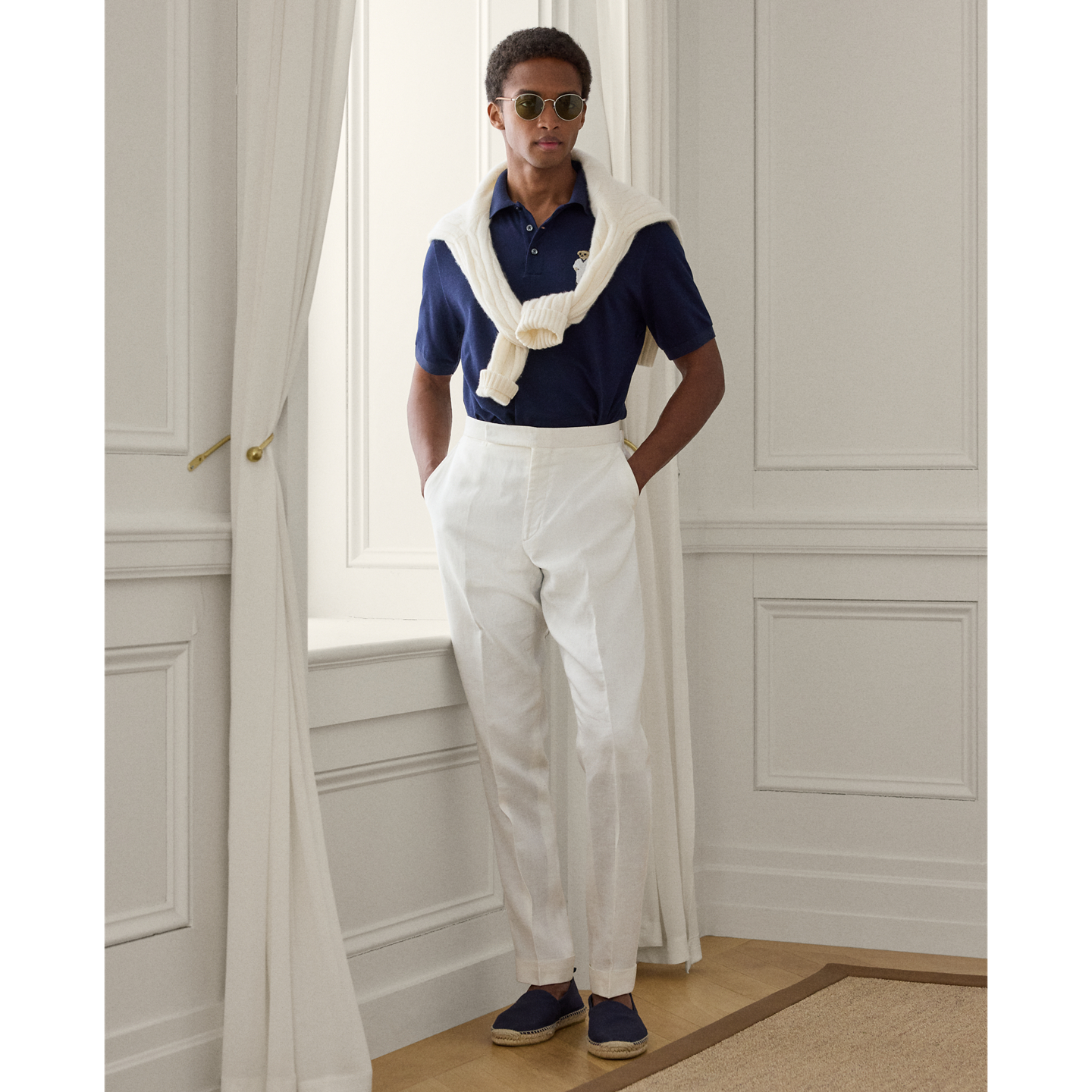 Мужское поло Ralph Lauren Polo Bear Cotton-Cashmere Polo, цвет: Тёмно-синий — фото 1