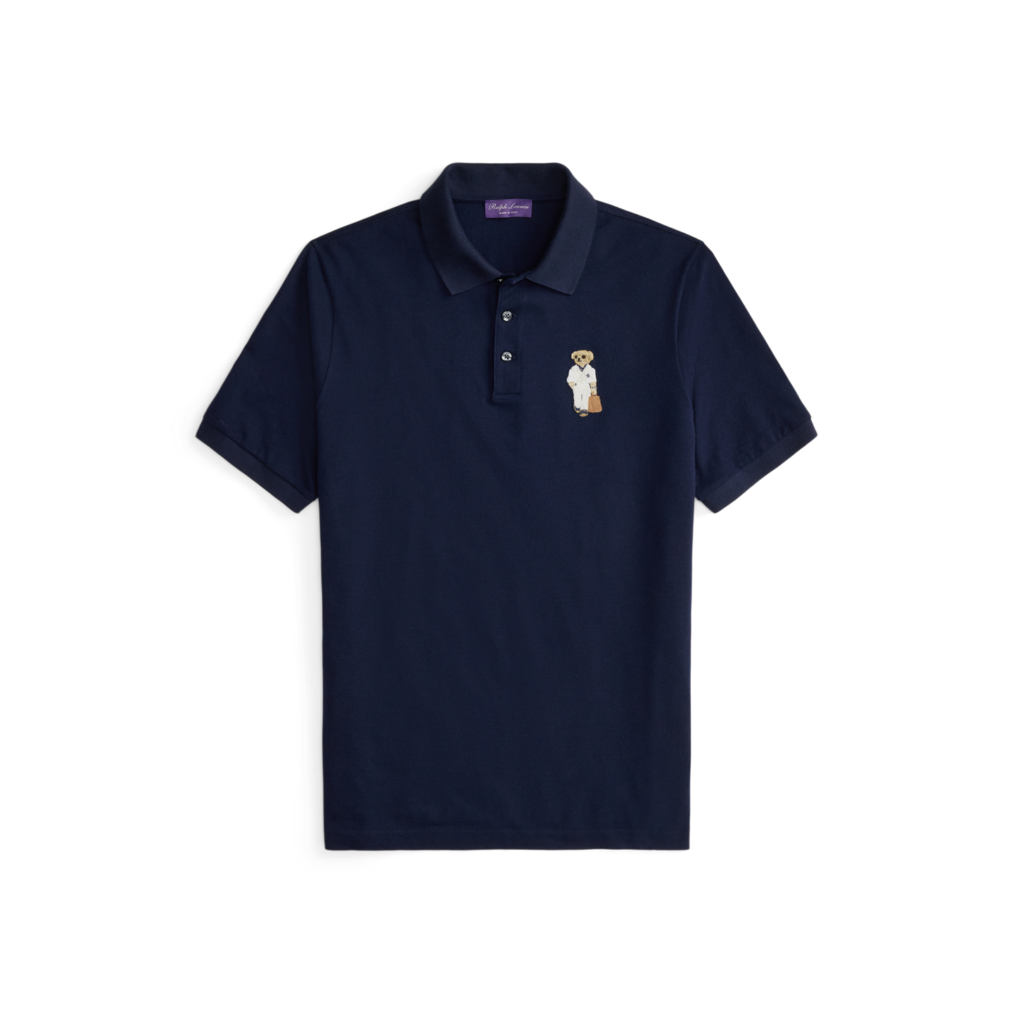 Мужское поло Ralph Lauren Polo Bear Cotton-Cashmere Polo, цвет: Тёмно-синий — фото 5