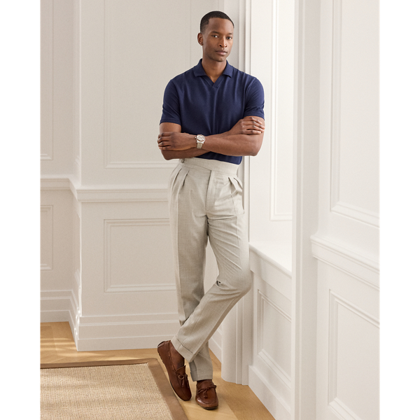 Racing Navy Cotton & Cashmere Piqu&eacute; Polo Shirt Purple Label 4