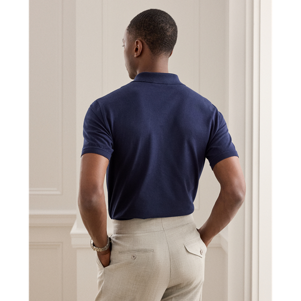 Racing Navy Cotton & Cashmere Piqu&eacute; Polo Shirt Purple Label 5