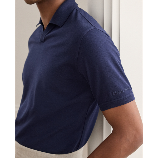 Racing Navy Cotton & Cashmere Piqu&eacute; Polo Shirt Purple Label 6