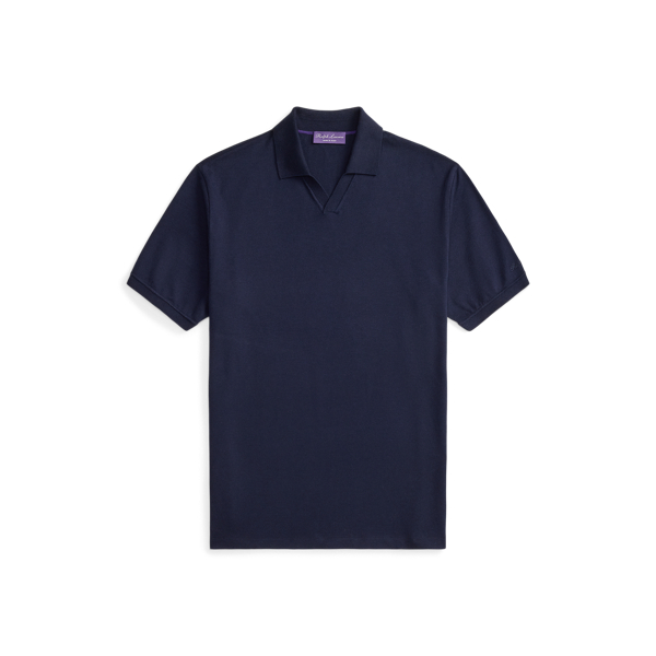 Racing Navy Cotton & Cashmere Piqu&eacute; Polo Shirt Purple Label 2