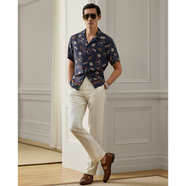 Navy Multi Printed Silk Camp Shirt Purple Label 4