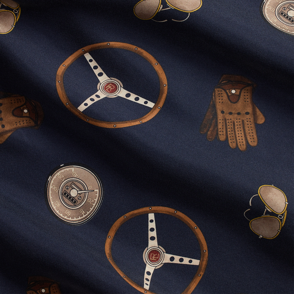 Navy Multi Printed Silk Camp Shirt Purple Label 7