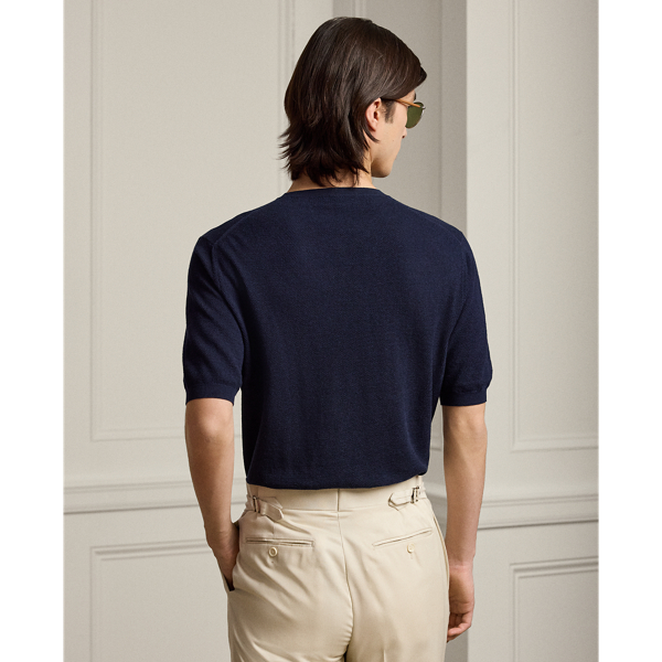 Monogramm-Pullover aus Seidenmischung Purple Label in Klass. Vorstands-Navy 5