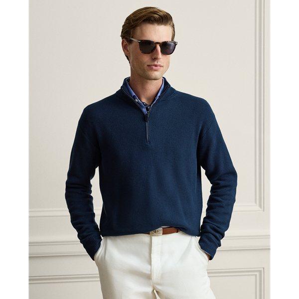 Honeycomb Silk-Blend Quarter-Zip Sweater