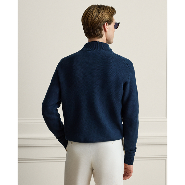 Honeycomb Silk-Blend Quarter-Zip Sweater