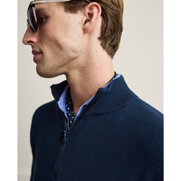 Honeycomb Silk-Blend Quarter-Zip Sweater