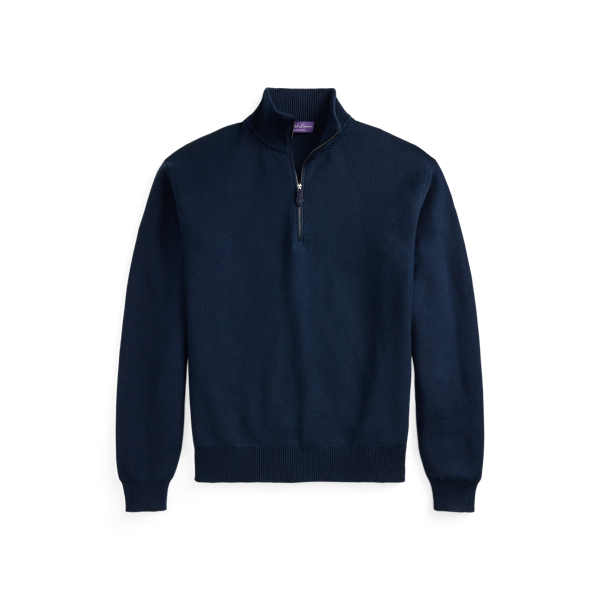 Racing Navy Honeycomb Silk-Blend Quarter-Zip Sweater Purple Label 1