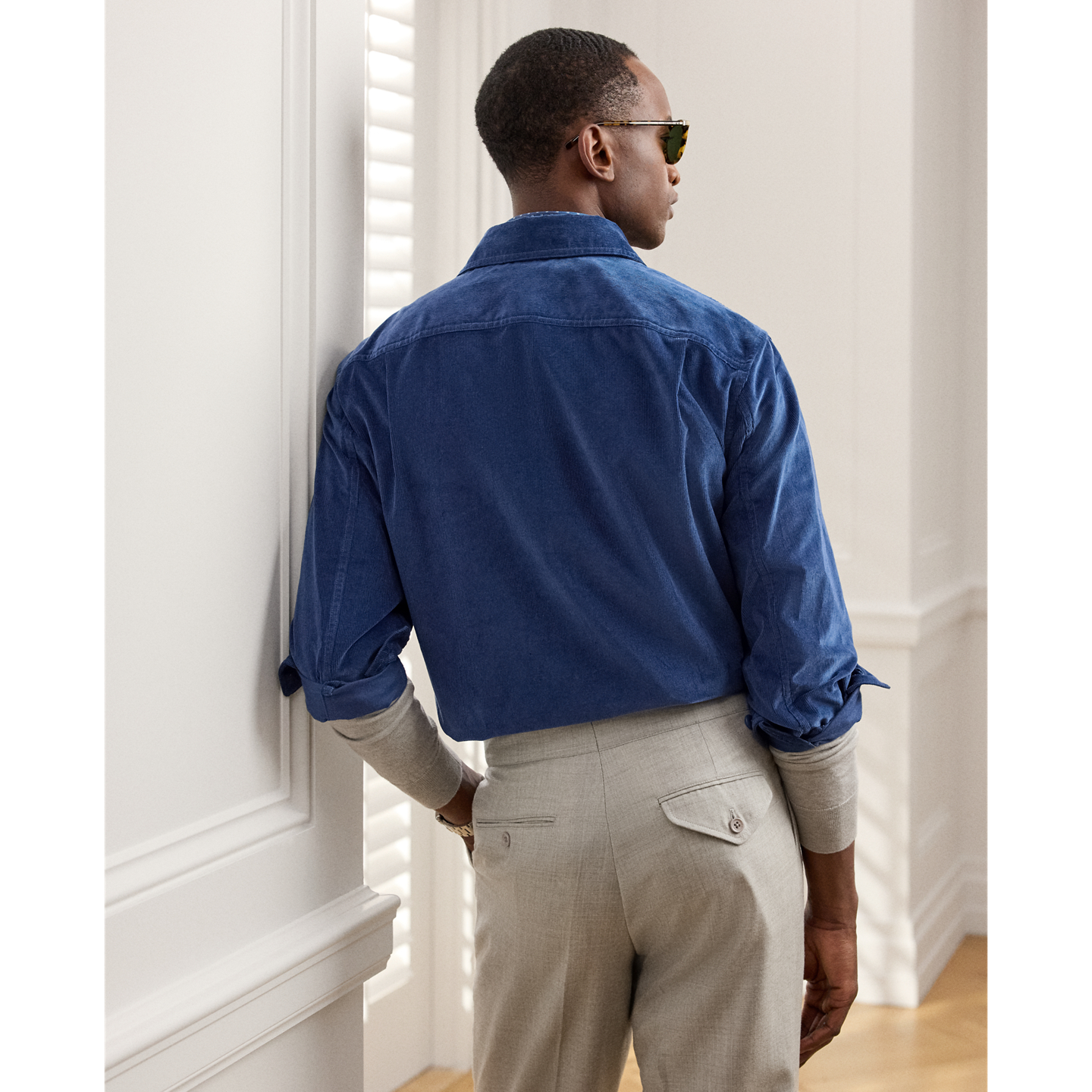 Мужская рубашка Ralph Lauren Fine-Wale Corduroy, цвет: Стальной синий — фото 2