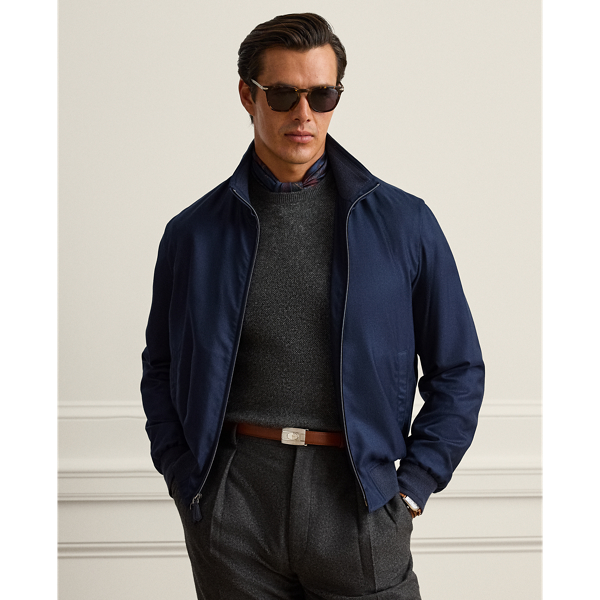 Racing Navy Felton Cashmere-Silk Flight Jacket Purple Label 1