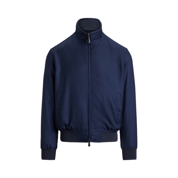 Racing Navy Felton Cashmere-Silk Flight Jacket Purple Label 1
