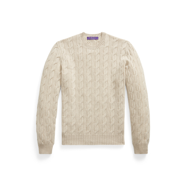 Champagne Melange Cable-Knit Cashmere Sweater Purple Label 1