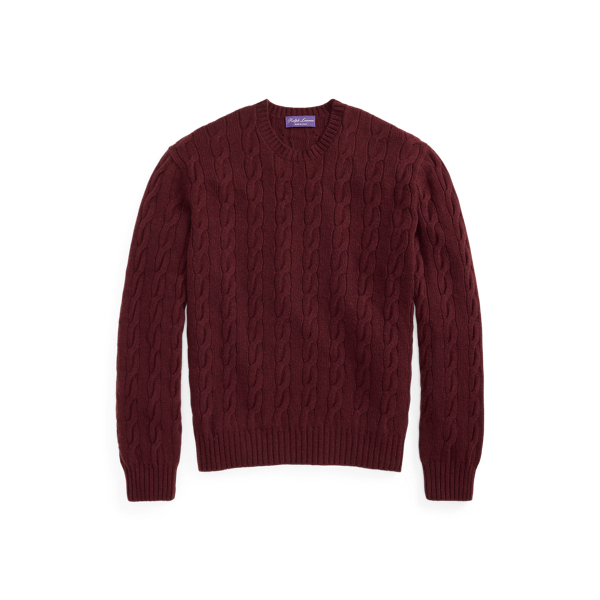 Mahogany Cable-Knit Cashmere Sweater Purple Label 1