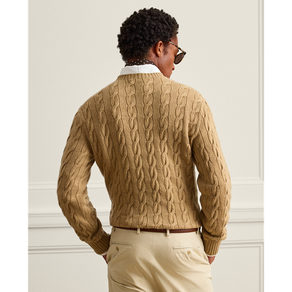 Camel Melange Cable-Knit Cashmere Jumper Purple Label 5