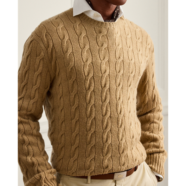Camel Melange Cable-Knit Cashmere Jumper Purple Label 6