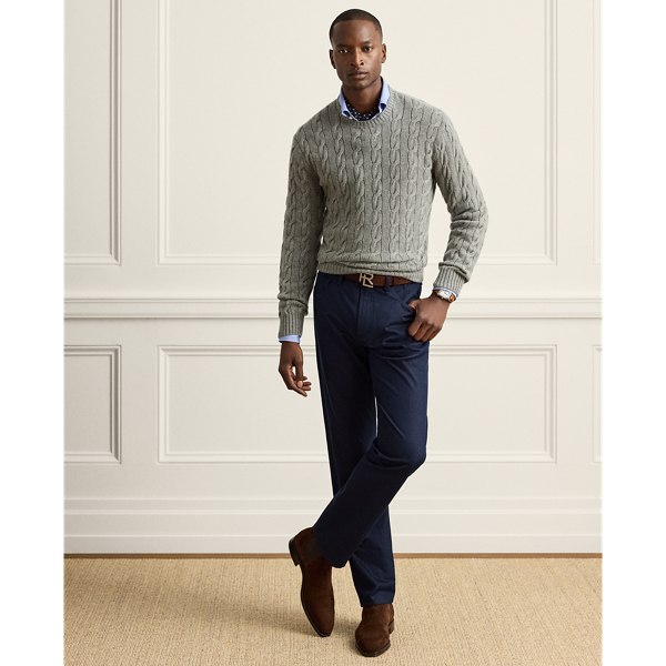 Kabelgebreide kasjmier trui Purple Label in Cls light grey heather 4
