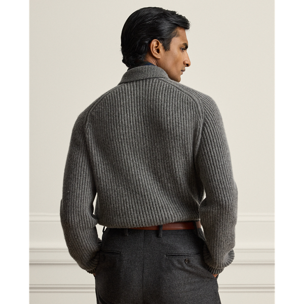 Textured Cashmere Polo-Collar Jumper
