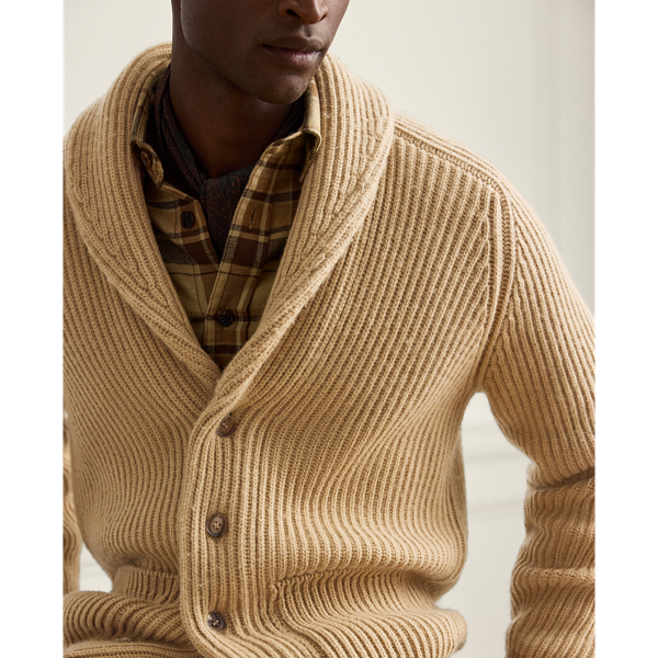 Textured Cashmere Shawl Cardigan