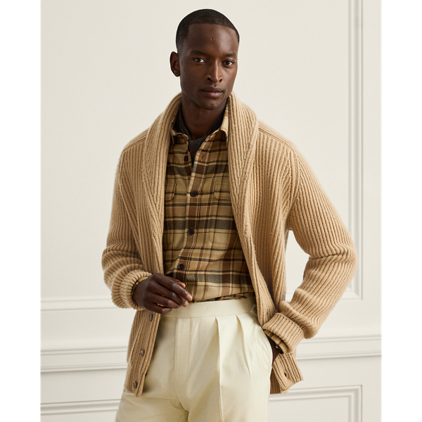 Textured Cashmere Shawl Cardigan