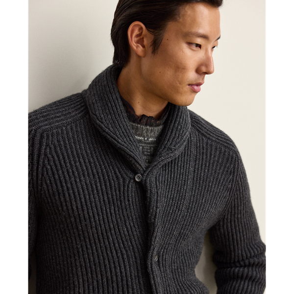 Textured Cashmere Shawl Cardigan
