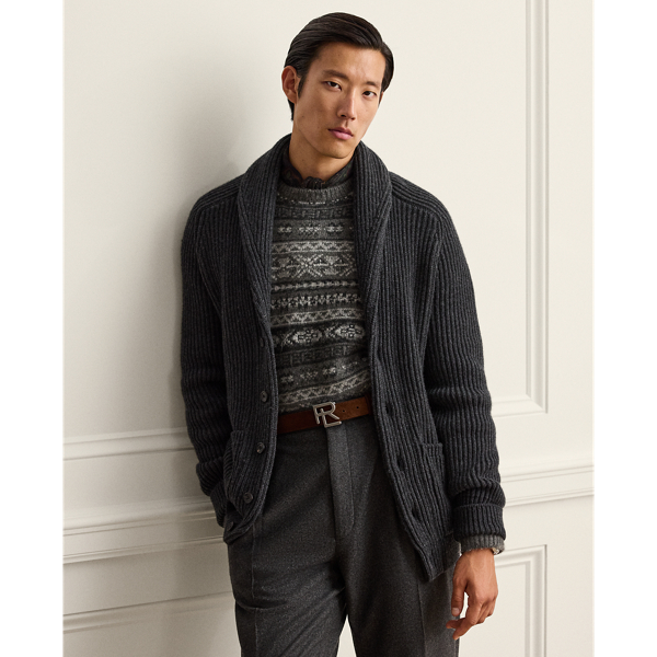 Textured Cashmere Shawl Cardigan