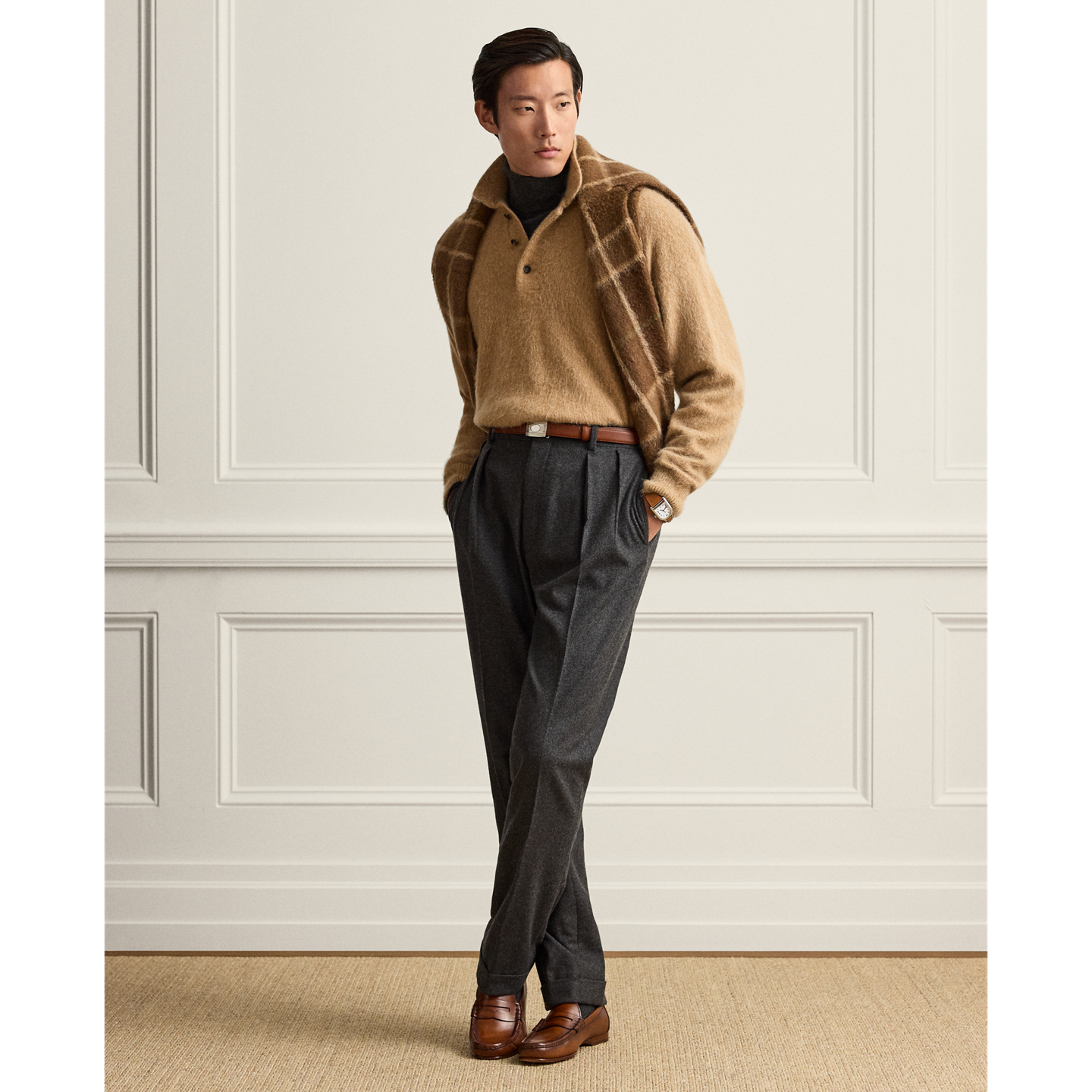 Мужской свитер Ralph Lauren Relaxed Fit Cashmere-Wool, цвет: Верблюжий меланжевый — фото 1