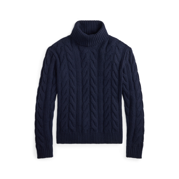 Rollkragenpullover mit Zopfmuster