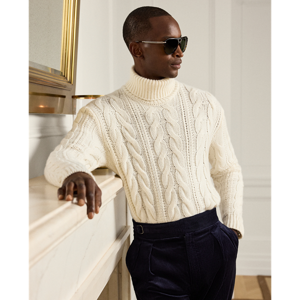 Cable-Knit Cashmere Roll Neck Jumper