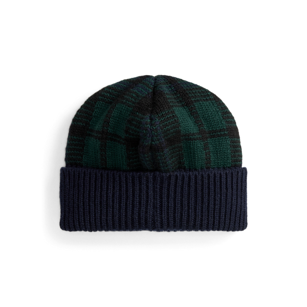 Plaid Cashmere-Blend Beanie