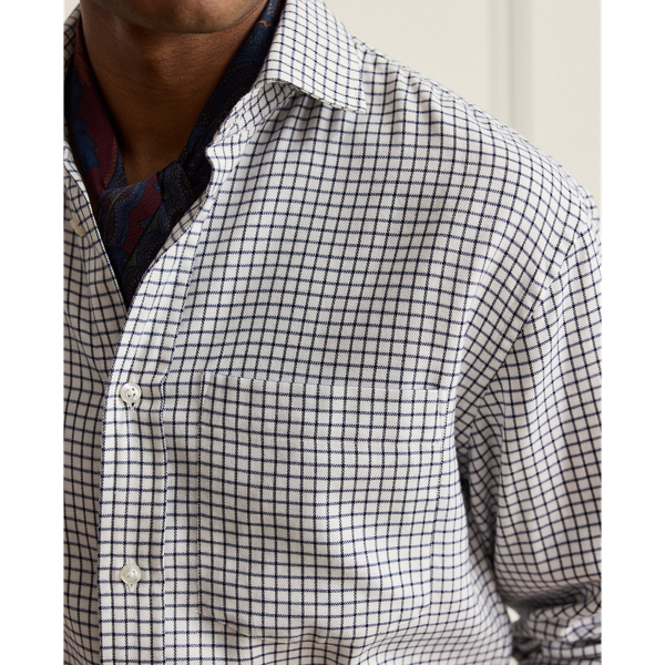 Cream/Navy Tattersall Twill Shirt Purple Label 6