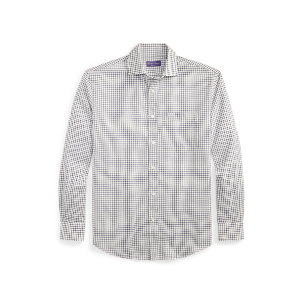 Cream/Navy Tattersall Twill Shirt Purple Label 2