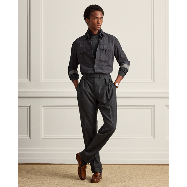 Plaid-Print Suede Overshirt