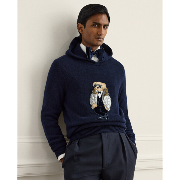 Kaschmir-Kapuzenpullover mit Polo&nbsp;Bear