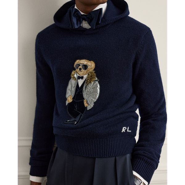Kaschmir-Kapuzenpullover mit Polo&nbsp;Bear