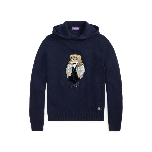 Kaschmir-Kapuzenpullover mit Polo&nbsp;Bear